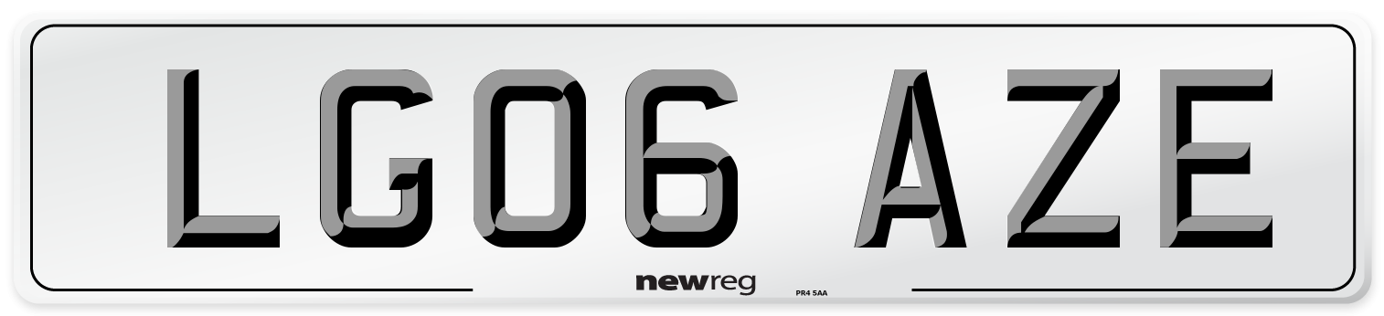 LG06 AZE Number Plate from New Reg